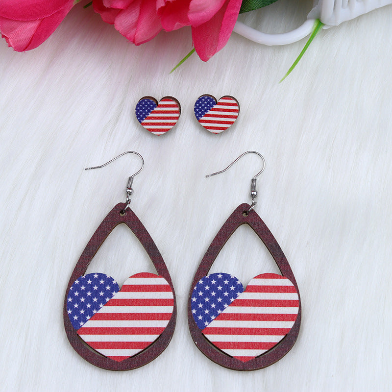 Pendientes de madera de madera del corazón de la hoja del águila del círculo del círculo al por mayor